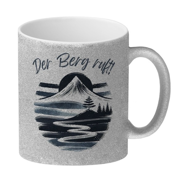 Berg Und Wald Wanderer Glitzer-Kaffeebecher Mit Spruch Der Berg Ruft-image