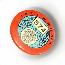 Rare Vintage 1956 I.B.T.C.S. & H. of A. Teamsters Horses Pin Button 574 AF Of L
