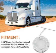 Diesel Fuel Cap for Kenworth Trucks 3 1/2” Non-Locking, Non-Vented, Solid, for U