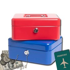 METAL CASH BOX STRONG PORTABLE COMPACT SECURE HEAVY DUTY SPACE SAVING BOX