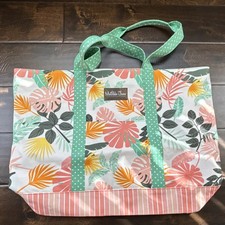 Matilda Jane Tropical Floral Tote Bag Green Polka Dot Handles Pink Multicolor