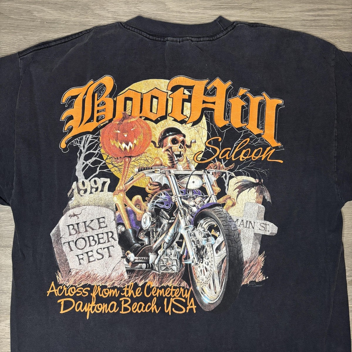 Vintage Boot Hill Saloon Shirt Mens XL Black Biketoberfest