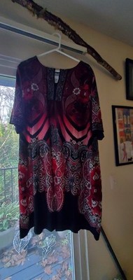 Catherine's Dress In a Paisley Red And Black. Size 3X