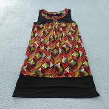 Sangria Shift Dress Womens 6 Geometric Pockets Sleeveless Black Red Green