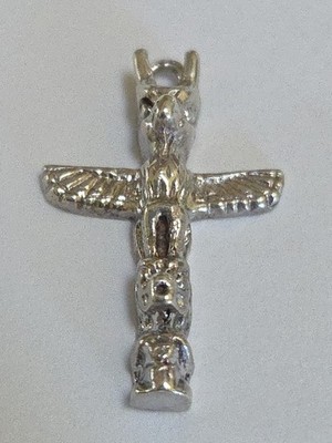Sterling Silber ~ Totempfahl Anhänger ~ VOLLER ADLER Kleid ~ ALASKA ~ VINTAGE