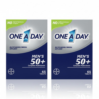 2PK One A Day Men's 50+ Complete Multivitamin/mineral, 65 Tablets - 130 Total