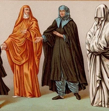 TRADITIONAL EASTERN COSTUME - Men & Women of the Orient - 1876 Chromolithograph