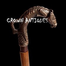 Vintage Horse Head Handle Wooden Walking Stick Designer Cane 36''