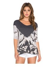 We the Free People FAB! Coastal Knit Tunic Tee in Tie Dye Black/White Size L