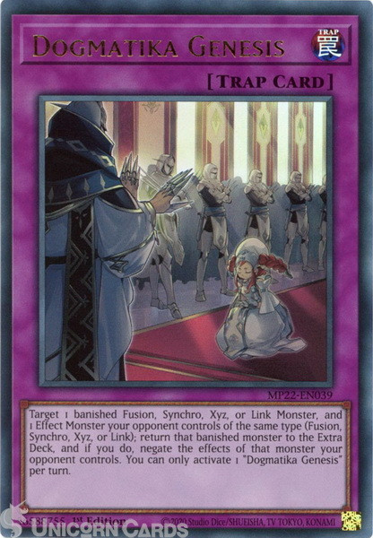MP22-EN039 Dogmatika Genesis Ultra Rare 1st Edition Mint YuGiOh Card