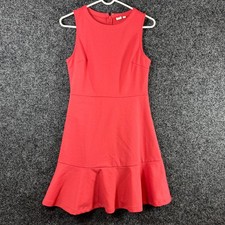Gap Womens Coral Pink Sleeveless Ruffle Hem Fit and Flare Ponte Dress Size 6