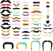 62PCS Self-Adhesive Fake Mustaches for Parties, Halloween Role-Playing