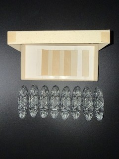 1940's West German 8 Ornate Cut Crystal Oblong Place Card Holder & Knife Rest