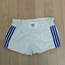 Vintage Adidas Running Shorts Sz.4 S/M Nylon Trefoil White 70s 80s RARE Jogging