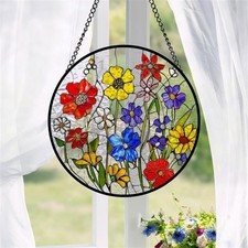 Floral Stained Glass Suncatcher, Colorful Window Decor