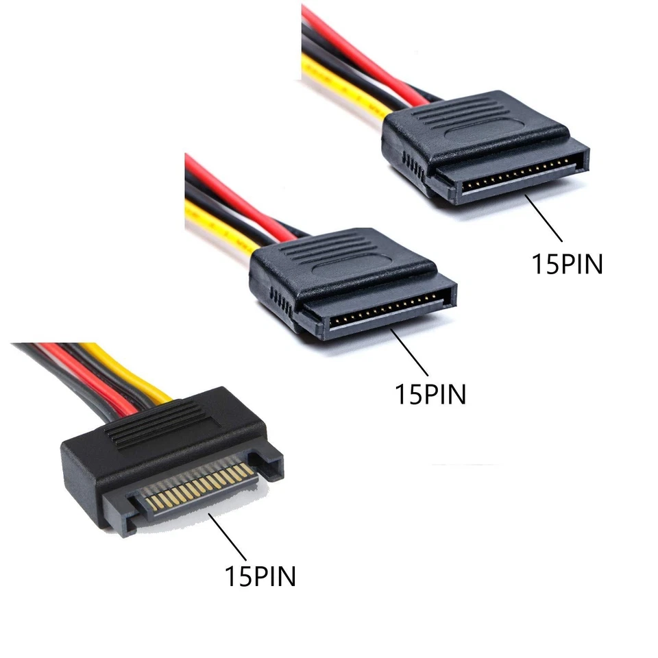 4pcs SATA Power Splitter Cable,15 Pin Male to 15 Pin Dual Female Power Cable ... - Image 2 of 4