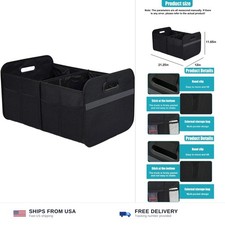 Car Trunk Organizer, Collapsible Multi-Compartment Auto Storage Box with 4 Po...