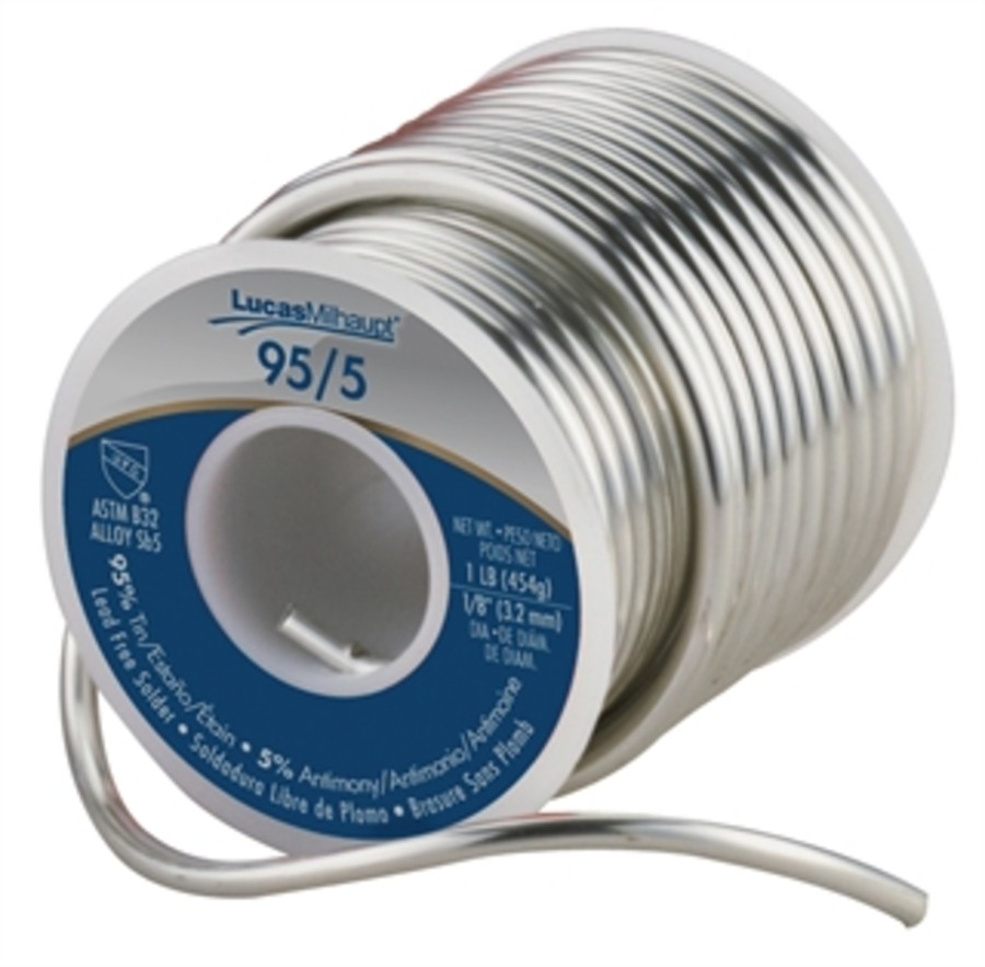 LUCAS MILHAUPT 57263 SOLDER 1/8" LEAD-FREE 95/5 TIN/ANTIMONY PLUMBING/HVAC