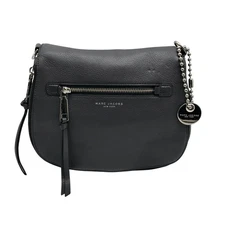 Marc Jacobs Stone Gray Pebbled Leather Recruit Nomad Saddle Bag