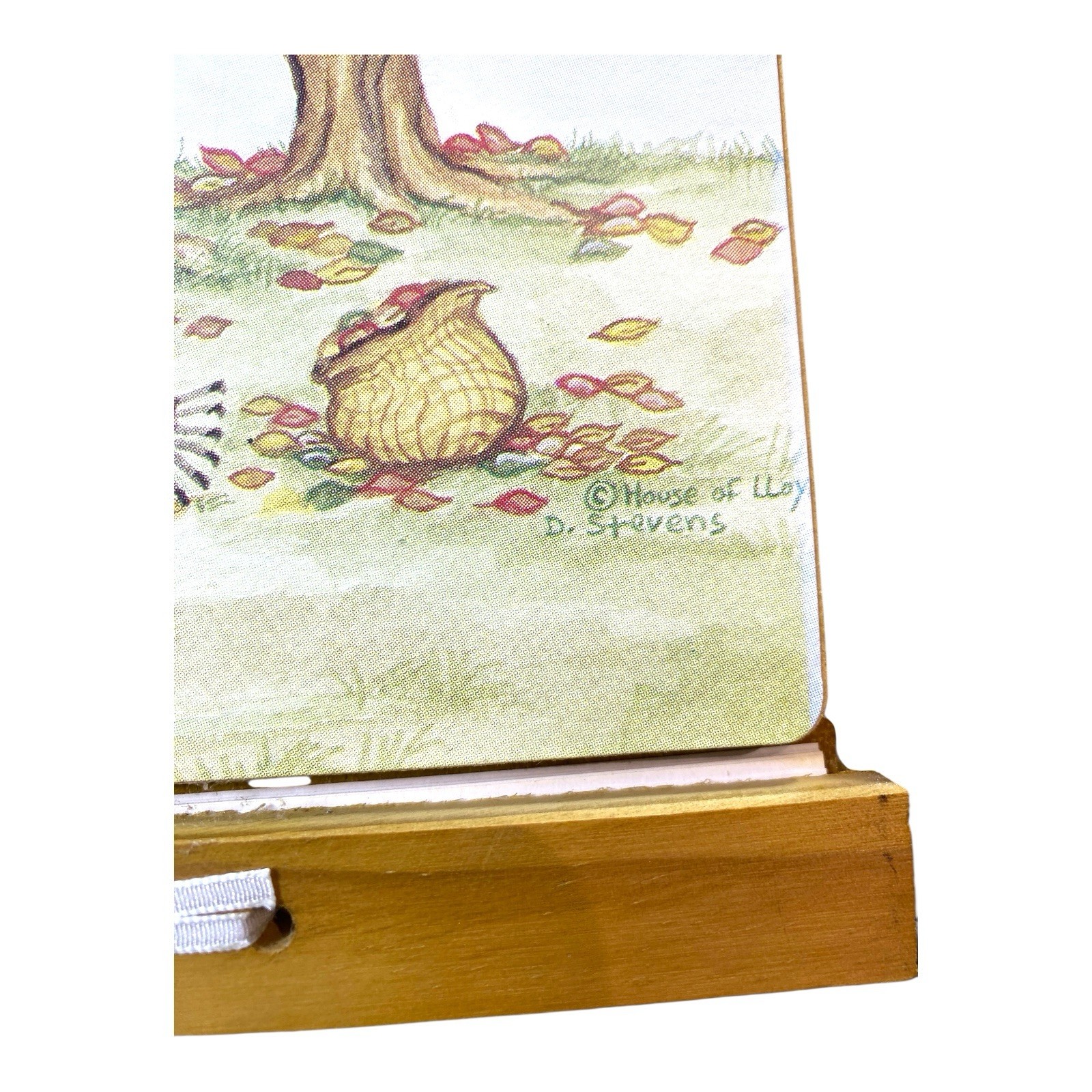 VTG 90s Wooden Perpetual Wall Calender Handpainted w Two Covers 20" x 11.5''