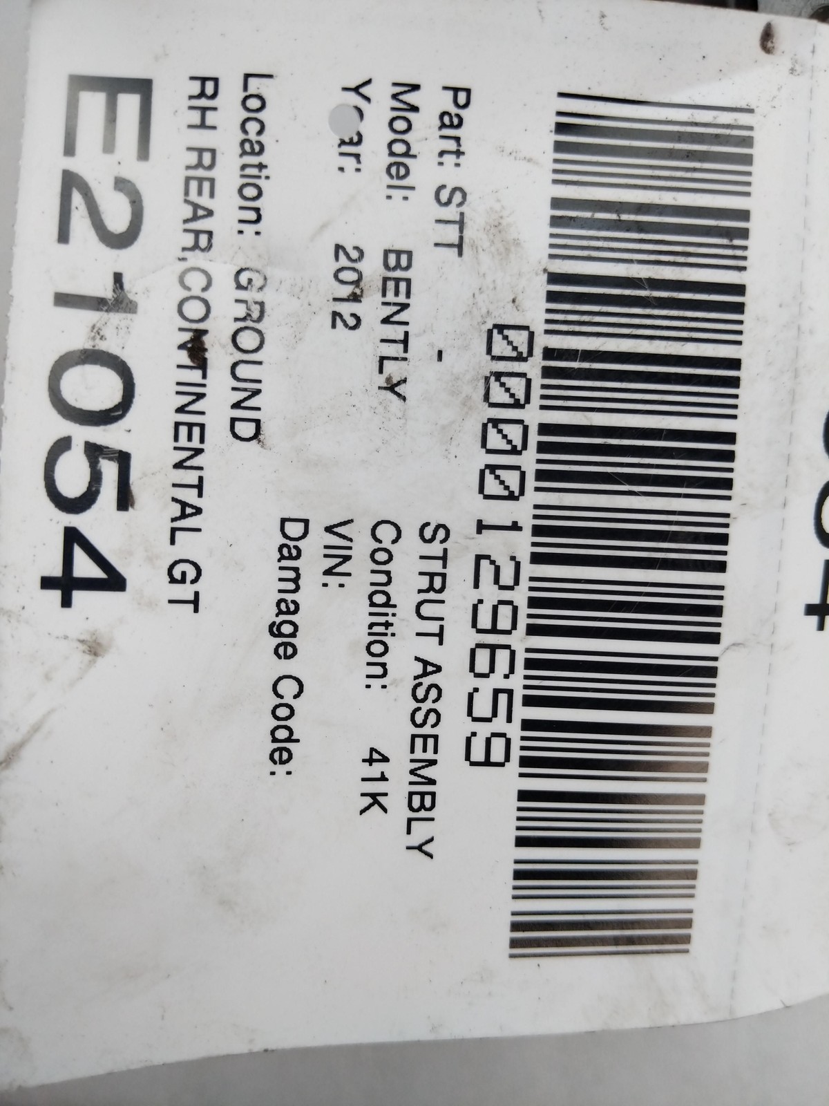 Bentley Continental GTC GT Rear Right Air Ride Air Shock Strut 3W8616002 OEM