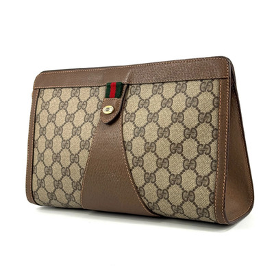 Gucci Tasche Kosmetik Clutch Sherry Line GG Supreme PVC Leder Beige Bag