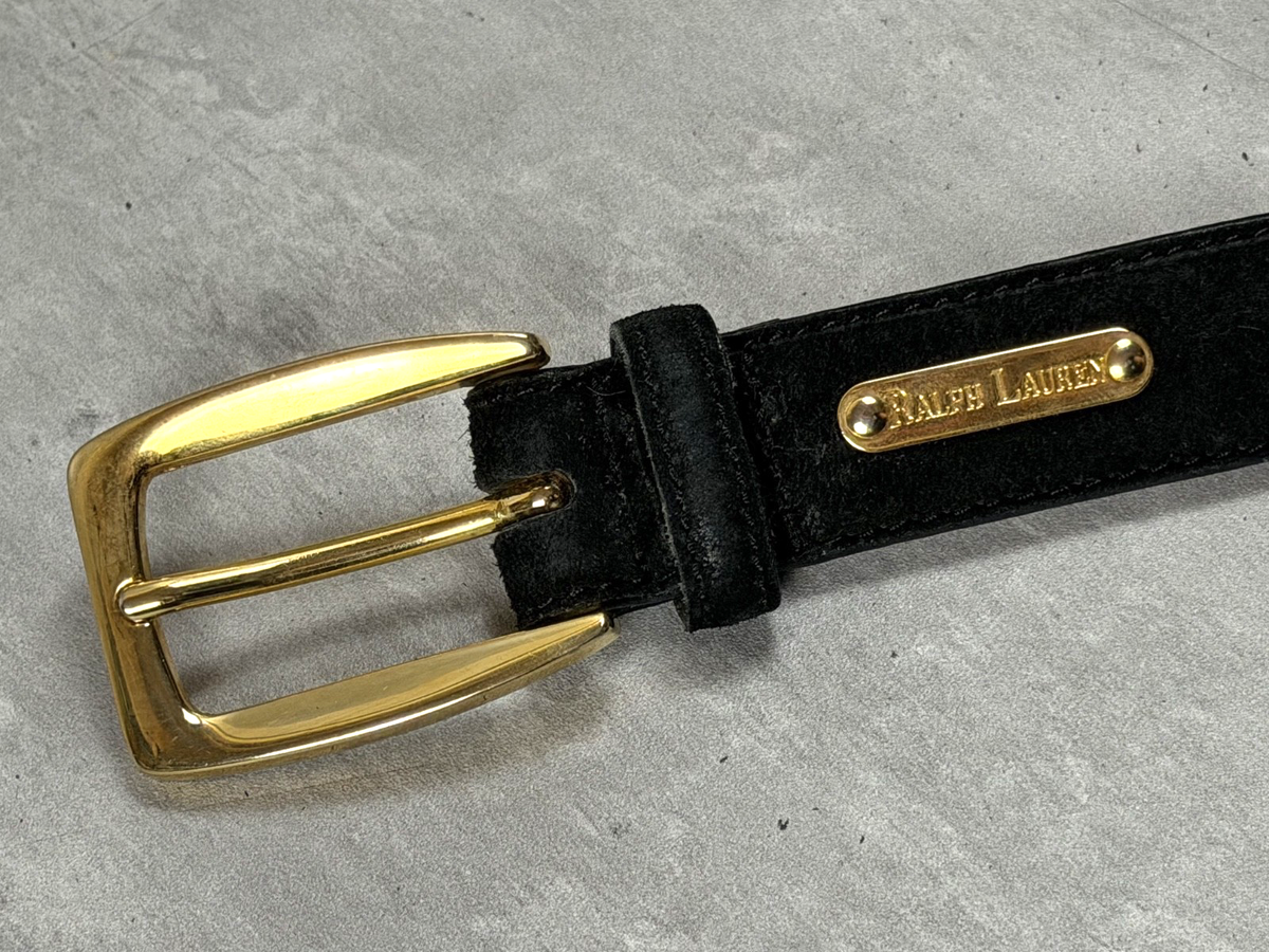 Ralph Lauren Black Suede Belt Genuine Leather Small 26-30 