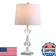 Jonathan Y 26 Clear Crystal Column Table Lamp Glam Transitional Chrome Metal