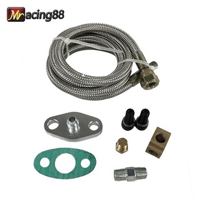 10AN to 1/8NPT Fitting Feed Line Kit 36'' Stainless Steel Braided Turbo Charger