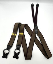 Martin Dingman Adjustable Button Hole Suspenders Burgundy Brown Ends Adjustable