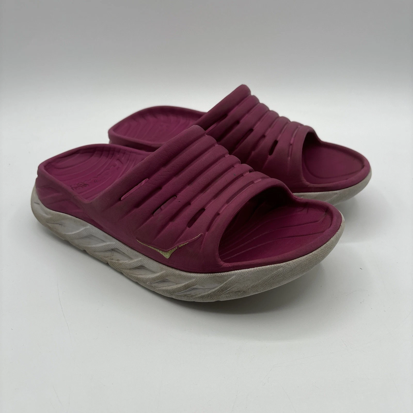 HOKA ONE ONE Sandali Hoka Ora Recupero Slides Donna Taglia 7 Rosa Viola Bianco Slip On