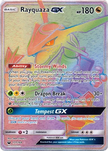 Rayquaza GX - 177/168 - Secret Rare Celestial Storm Lightly Played