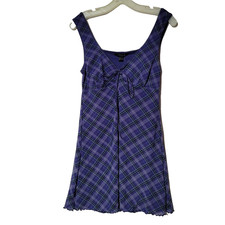 Forever 21 Plaid Slip Dress Purple Green Juniors Large NEW
