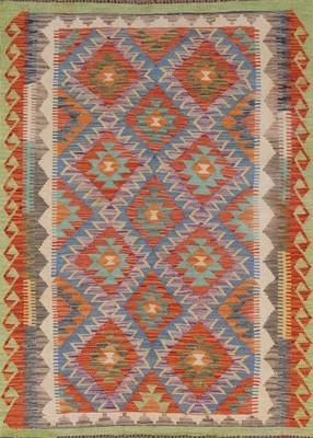 South-Western Kilim Accent Rug 4x6 Geometric Reversible Kelim Carpet