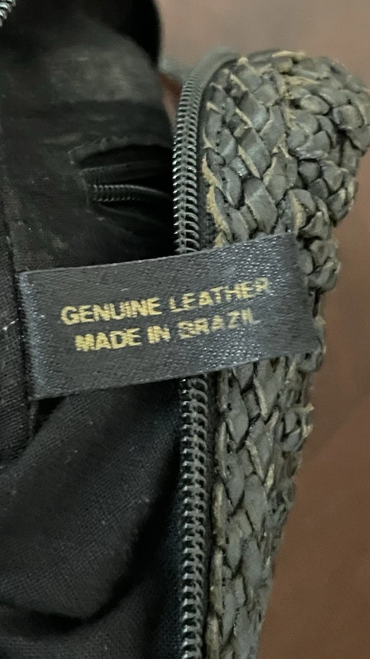 Cartera de cuero tejida negra vintage CEM bolso de mano trenzado bandolera Brasil 7x7 Foto 4 de 4