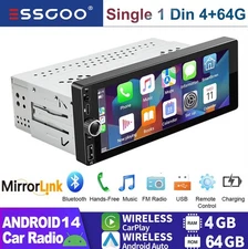 Single Din Car Stereo Wireless Apple CarPlay 6.9 touchscreen Bluetooth Radio USB