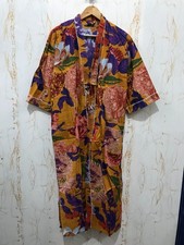 Boho Cotton Kimono Robe Women Soft Floral Dressing Gown Bathrobe Beach Dress