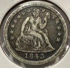 1843 Seated Liberty Dime Silver 10C Coin - VF to XF Detail