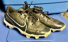 NIKE Alpha Huarache US Young Men's Sz-8 Baseball Plastic Cleats Black & White