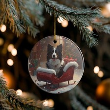 Border Collie Collectible Ceramic Christmas, Holiday Ornament-K101