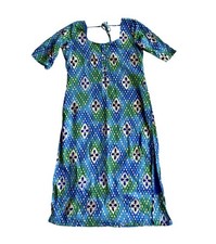 SIZE XS/S? Women's Handmade Kurti Tunic Shirt W/ Slits, Sleeves, Blue Green Gold