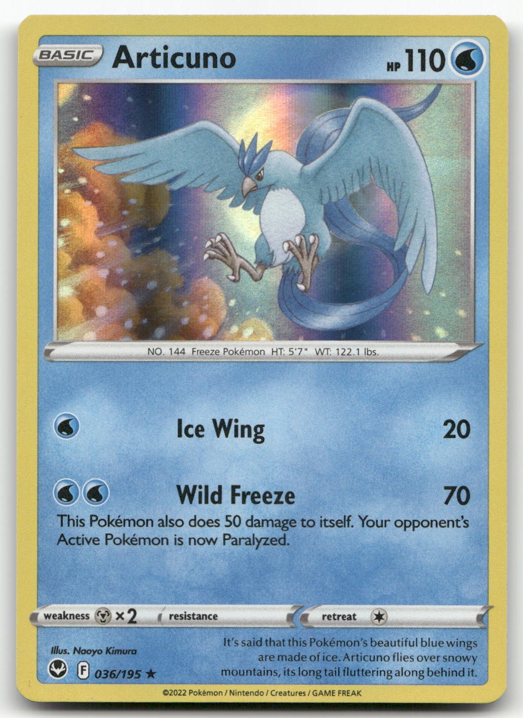 Articuno #36/195 (Holo) (NM) SWSH12: Silver Tempest SWSH12 Pokemon