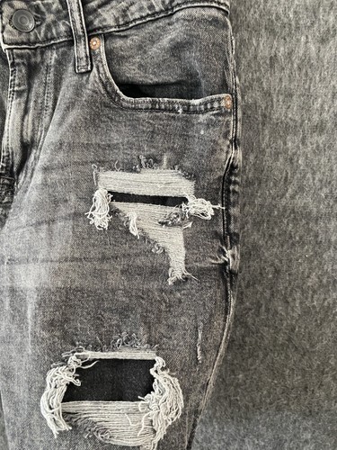 Aeropostale Denim Shorts Mens 30 Black Distressed Ripped Frayed Hem Grunge Style - Picture 2 of 5