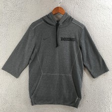 Nike Hoodie  Sweatshirt Mens XS Dri-Fit Boxsing Short Sleeve Hooded Pocket Gray