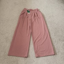 Halara Flex High Waisted Pocket Wide Leg Waffle Work Pants Rose Tan Medium NWT