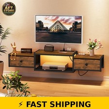Snughome Floating TV Stand 55" Wall Mounted with LED Lights and Power Outlet