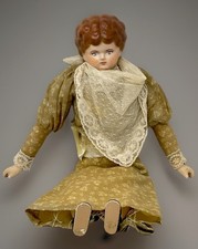 Antique Wavy Brown Hair Porcelain China Head Handmade Doll -18 311