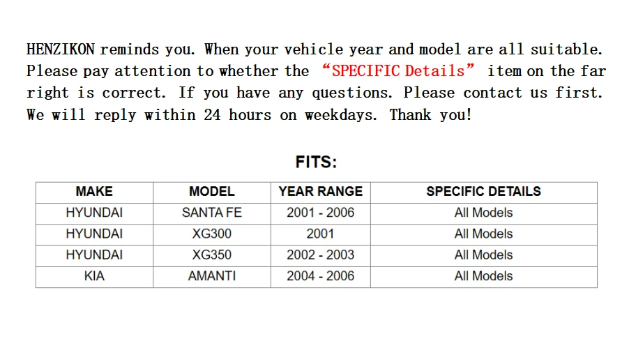Pastillas de freno delanteras y traseras de cerámica con hardware para Hyundai Santa Fe XG300 XG350 nuevas Foto 2 de 4