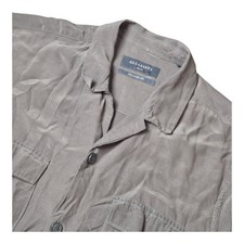 AllSaints Men's Small Relaxed Fit Utility Military Camp Shirt Olive Green