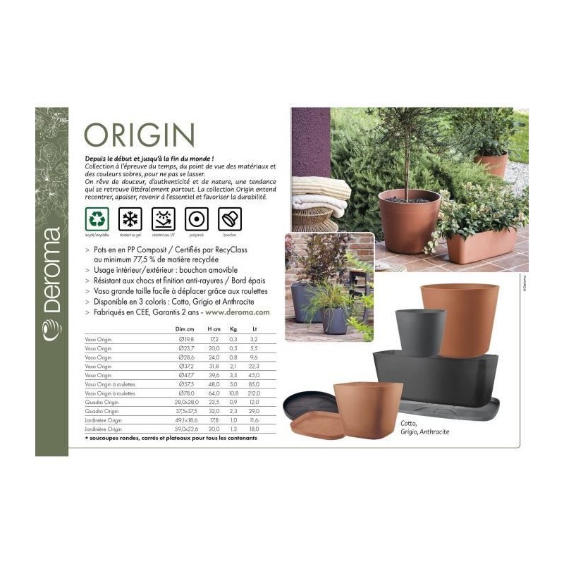 Soucoupe de protection DEROMA Origin 67 cm anti-fuite anthracite